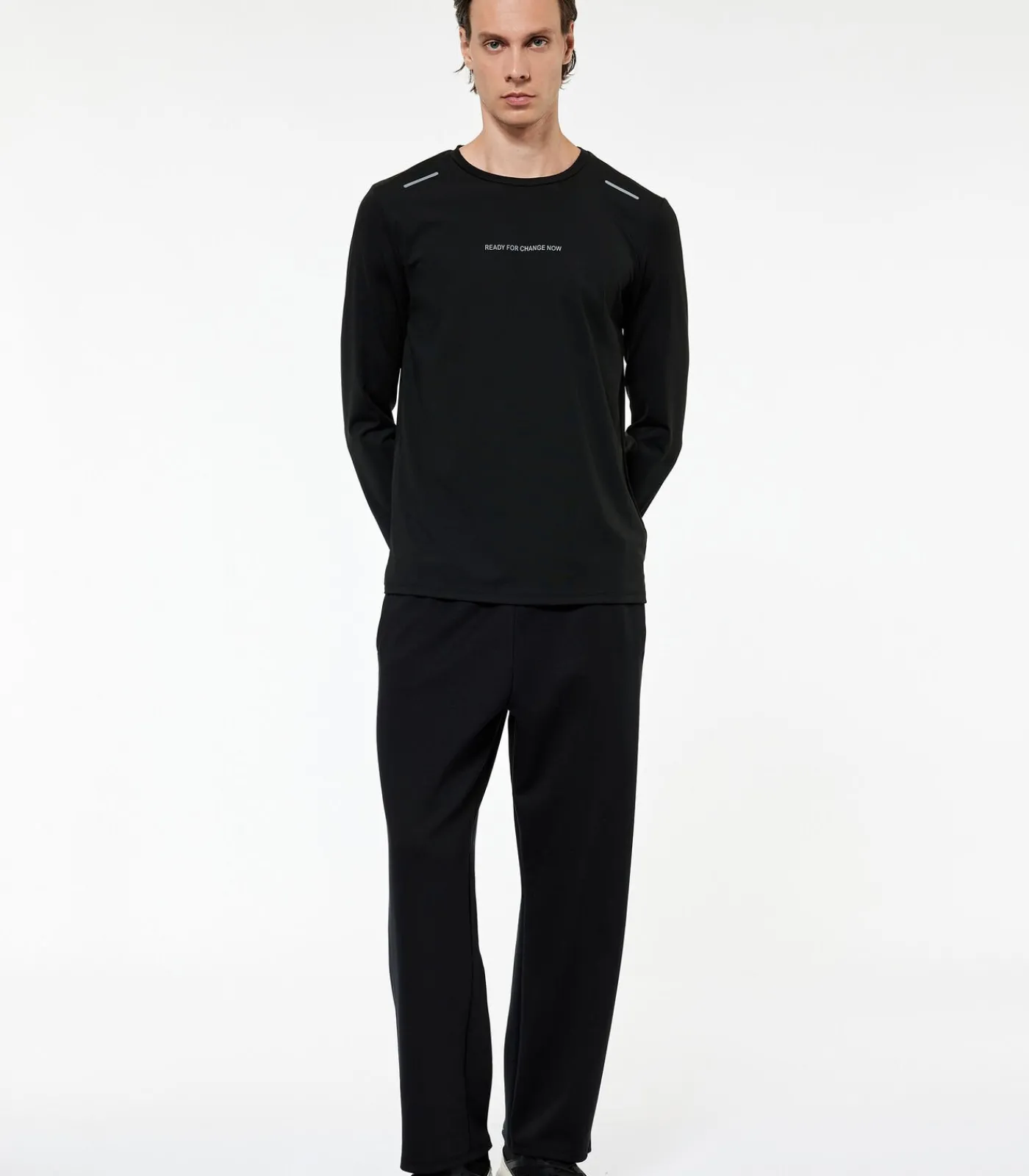 Heren Koton Zwarte Joggingbroek voor Heren met Elastische Taille en Zakdetail