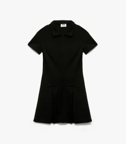 Zwarte Kinderjurk Slanke Pasvorm Polokraag Met Rits Kinderen Kleedjes