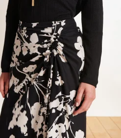 Best Zwarte lange rok met gedrapeerde split DAMES Rokken