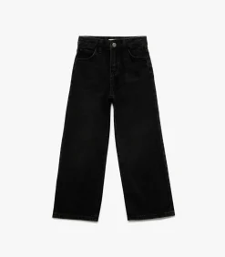 Kinderen Koton Zwarte Meisjes Spijkerbroek Brede Pijpen Katoen