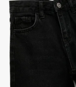 Kinderen Koton Zwarte Meisjes Spijkerbroek Brede Pijpen Katoen