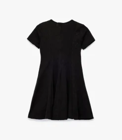 Kinderen Koton Zwarte Meisjesjurk Korte Mouwen Ronde Hals Plooirok