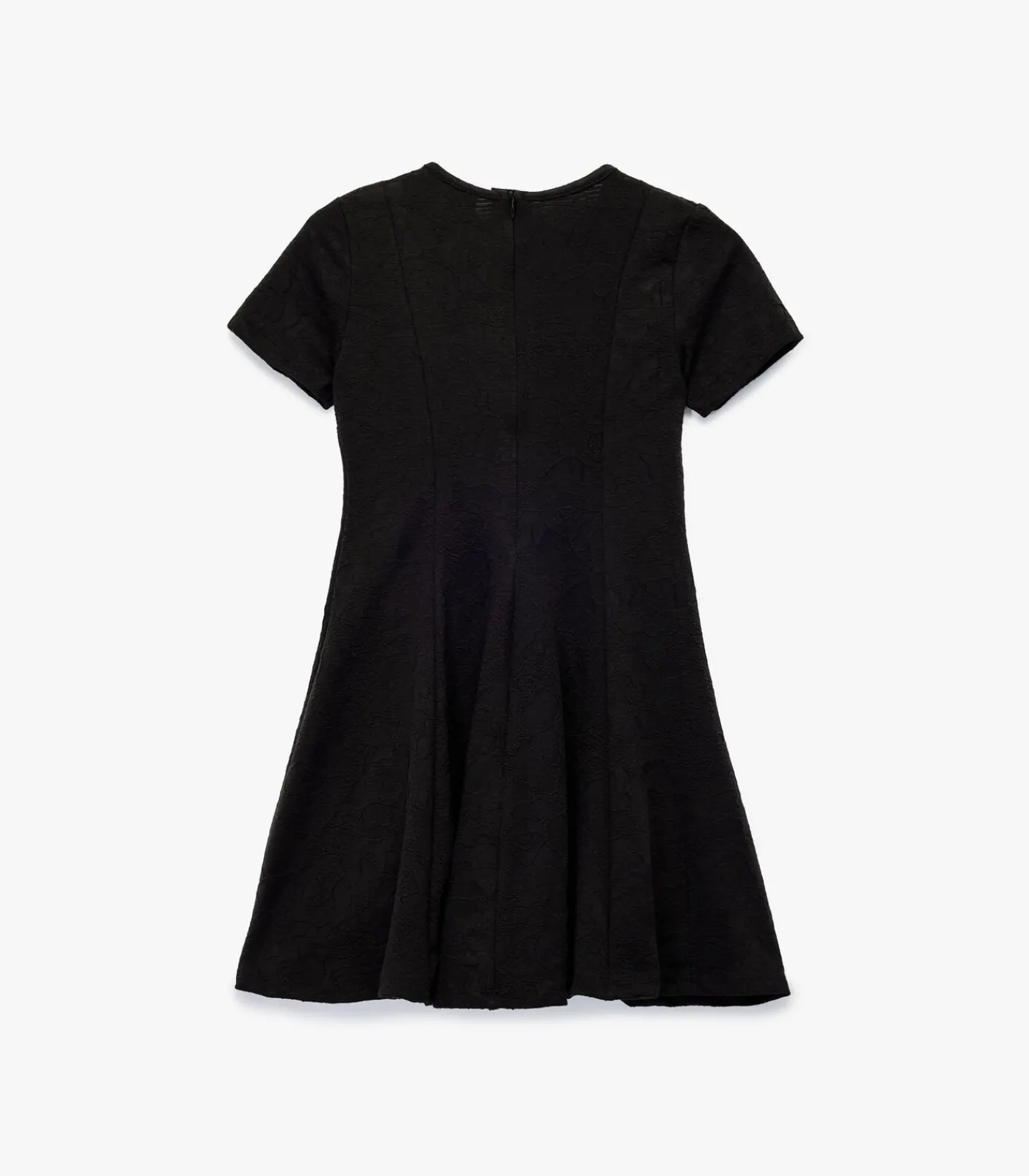 Kinderen Koton Zwarte Meisjesjurk Korte Mouwen Ronde Hals Plooirok