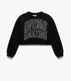 Kinderen Koton Zwarte Meisjestrui Lange Mouwen Stenen Details