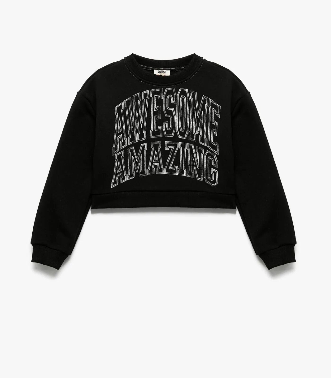 Kinderen Koton Zwarte Meisjestrui Lange Mouwen Stenen Details