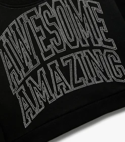 Kinderen Koton Zwarte Meisjestrui Lange Mouwen Stenen Details