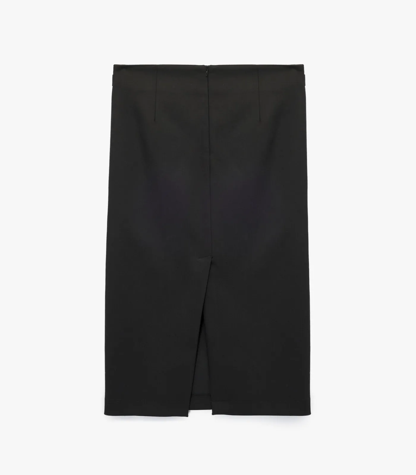 Outlet Zwarte Midi Kokerrok Hoog Gesneden met Metalen Details DAMES Rokken