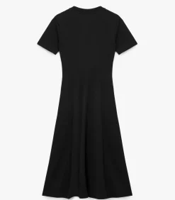 DAMES Koton Zwarte Midi-jurk Slanke Pasvorm Korte Mouwen