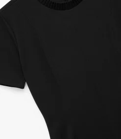 DAMES Koton Zwarte Midi-jurk Slanke Pasvorm Korte Mouwen