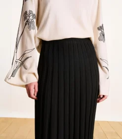 DAMES La Fée Maraboutée Zwarte midirok van geplooide stof