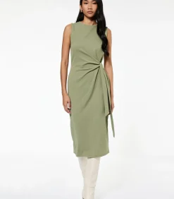 Best Zwarte Mouwloze Midi-jurk met Ceintuur DAMES Jurken