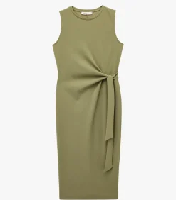 Best Zwarte Mouwloze Midi-jurk met Ceintuur DAMES Jurken