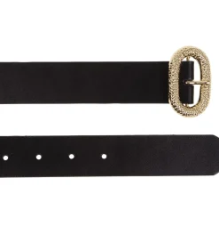 DAMES ISOTONER Zwarte ovale gesp damesriem