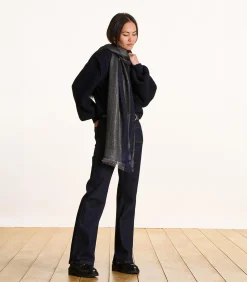 DAMES La Fée Maraboutée Zwarte sjaal van glanzende wol en katoen