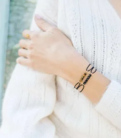 Online Zwarte Spinel armband op 14k gold-filled gouden draad en rode koord DAMES Armbanden