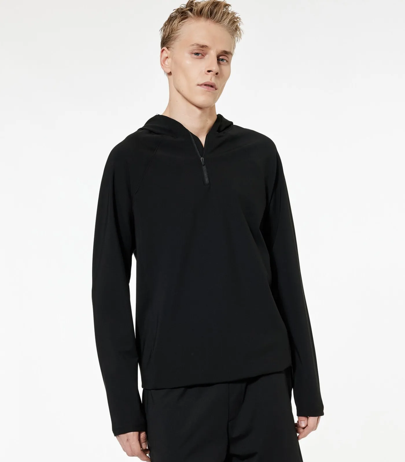 Heren Koton Zwarte Sport Hoodie Lange Mouwen