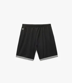 Heren Koton Zwarte Sportkorte Broek Normale Taille Met Zakdetail