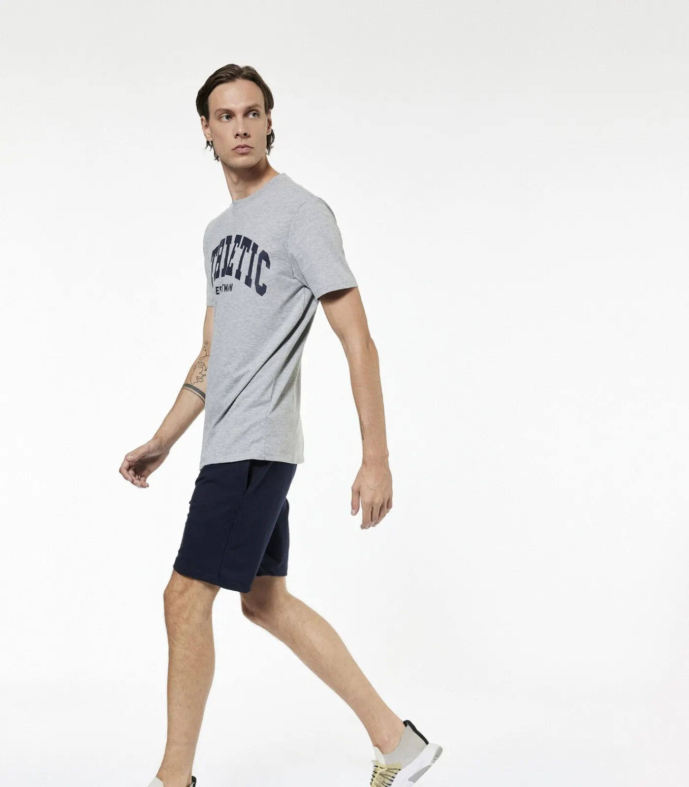 Heren Koton Zwarte Sportshort Normale Taille