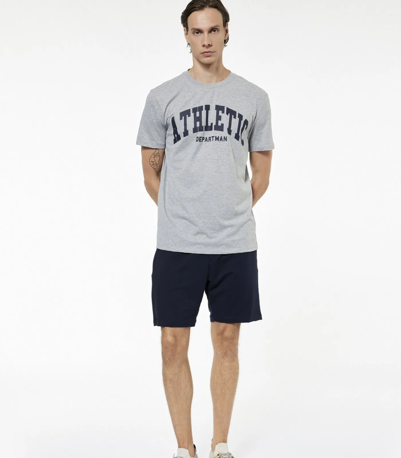 Heren Koton Zwarte Sportshort Normale Taille